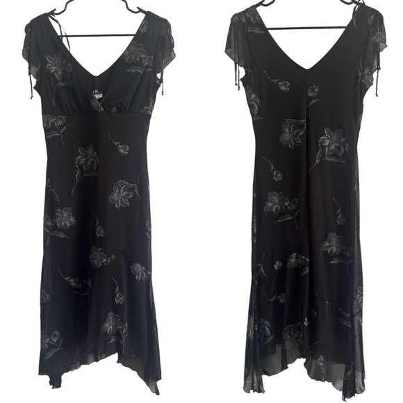 I.N. San Francisco Black Floral Y2K Fairy Goth whimsical Midi Dress Size Medium - Picture 7 of 16